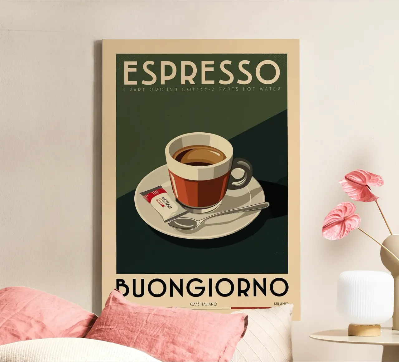 espresso coffee tela con Cornice a cassetta da John C Labut
