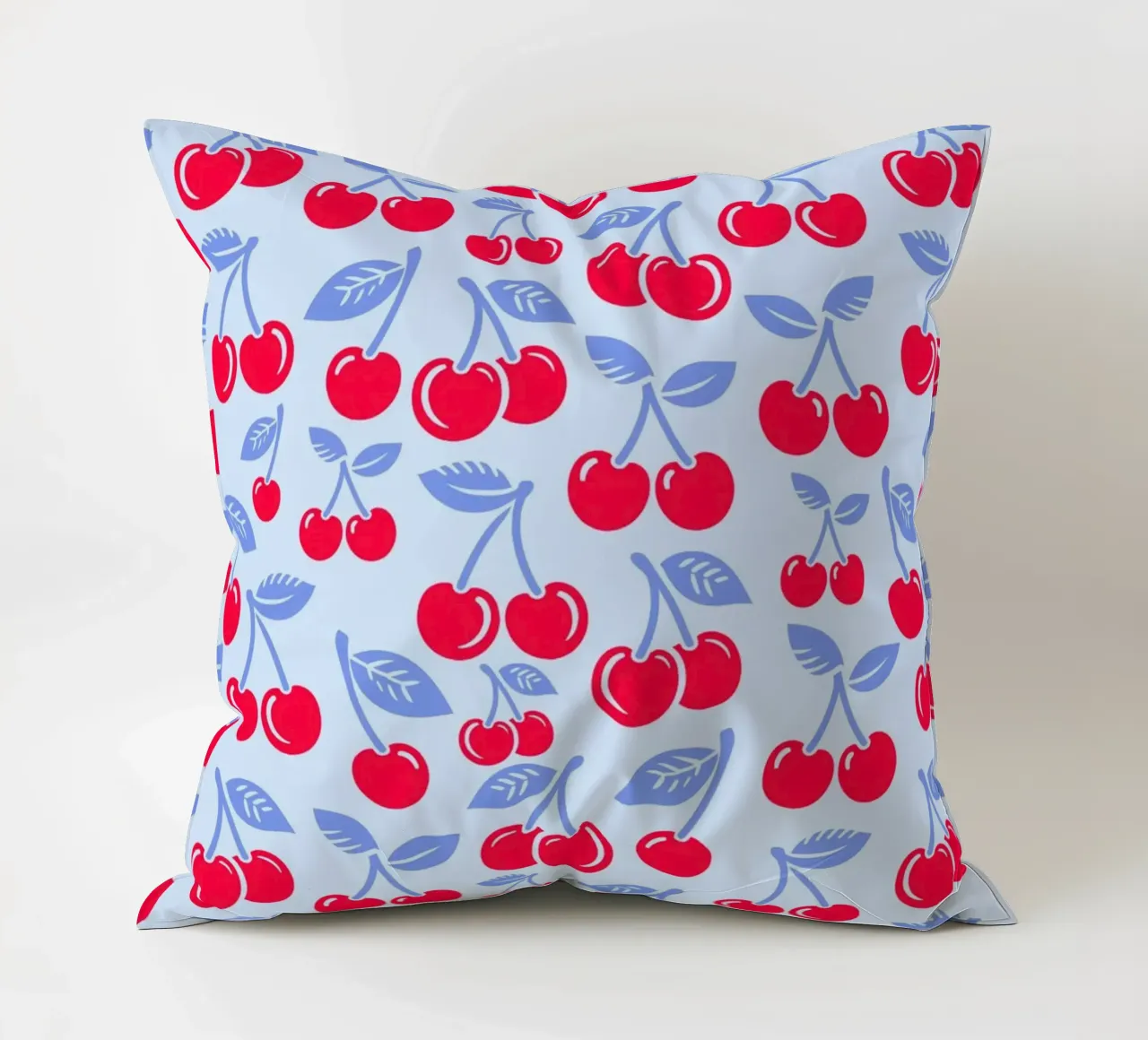 Cherries Light Blue decorative cushion by SilverPegasus