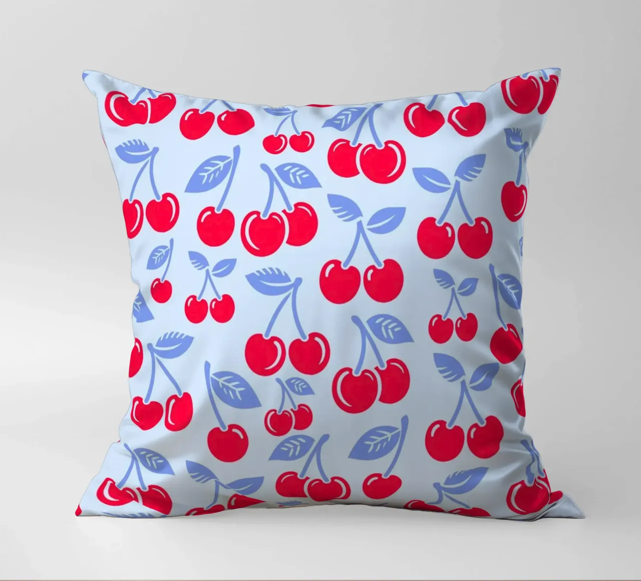 Cherries Light Blue decorative cushion by SilverPegasus