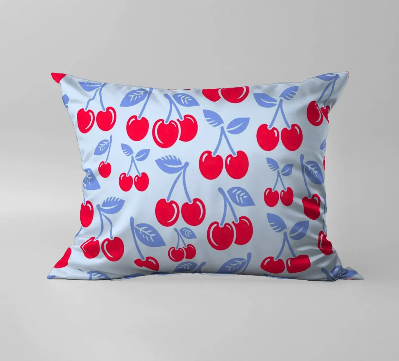 Cherries Light Blue decorative cushion by SilverPegasus
