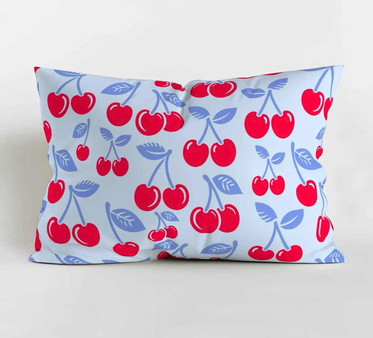 Cherries Light Blue decorative cushion by SilverPegasus