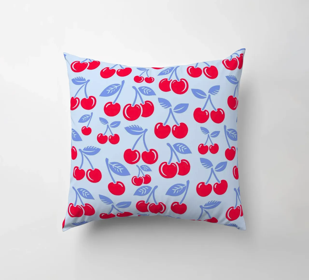 Cherries Light Blue decorative cushion by SilverPegasus