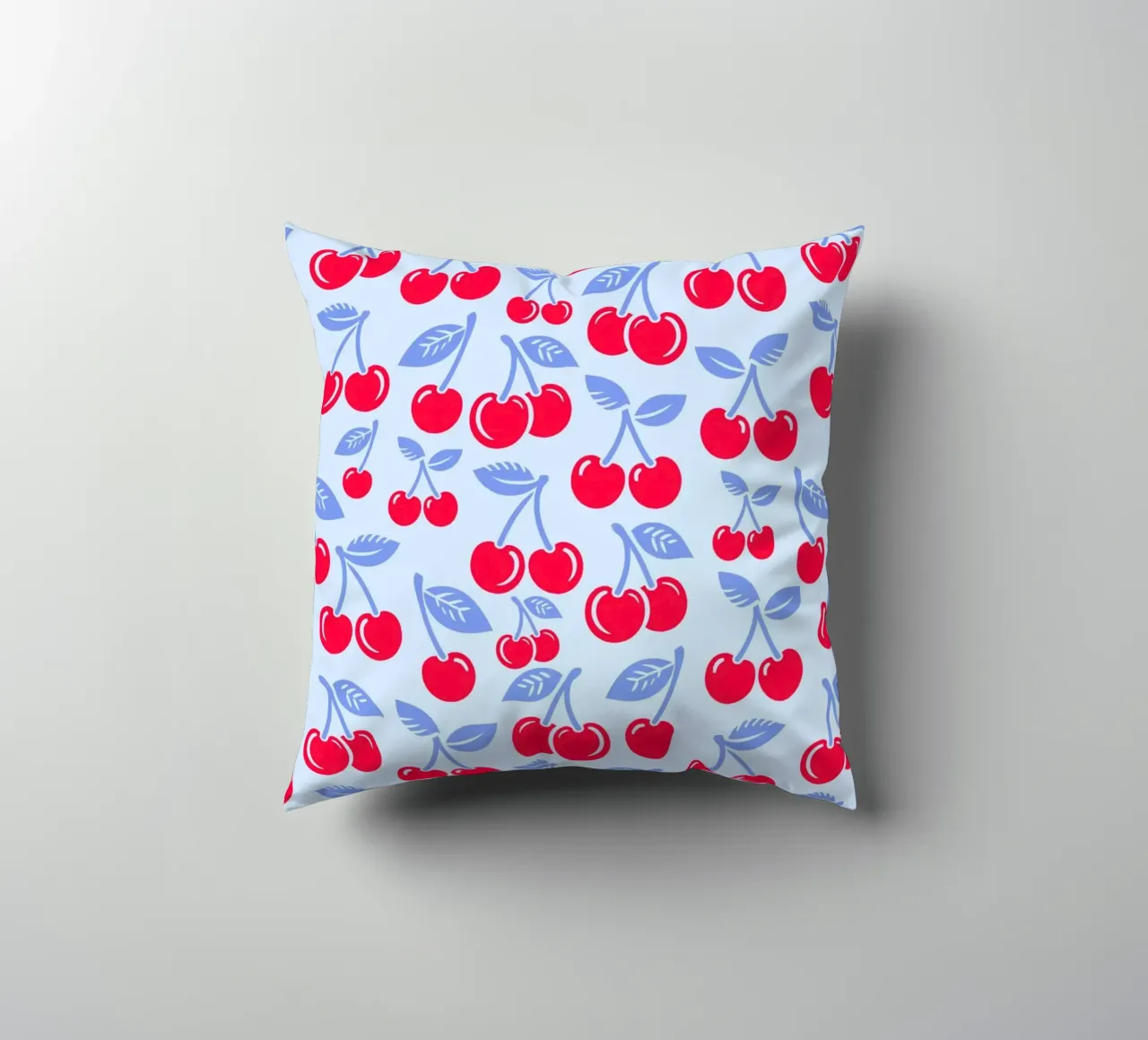 Cherries Light Blue decorative cushion by SilverPegasus