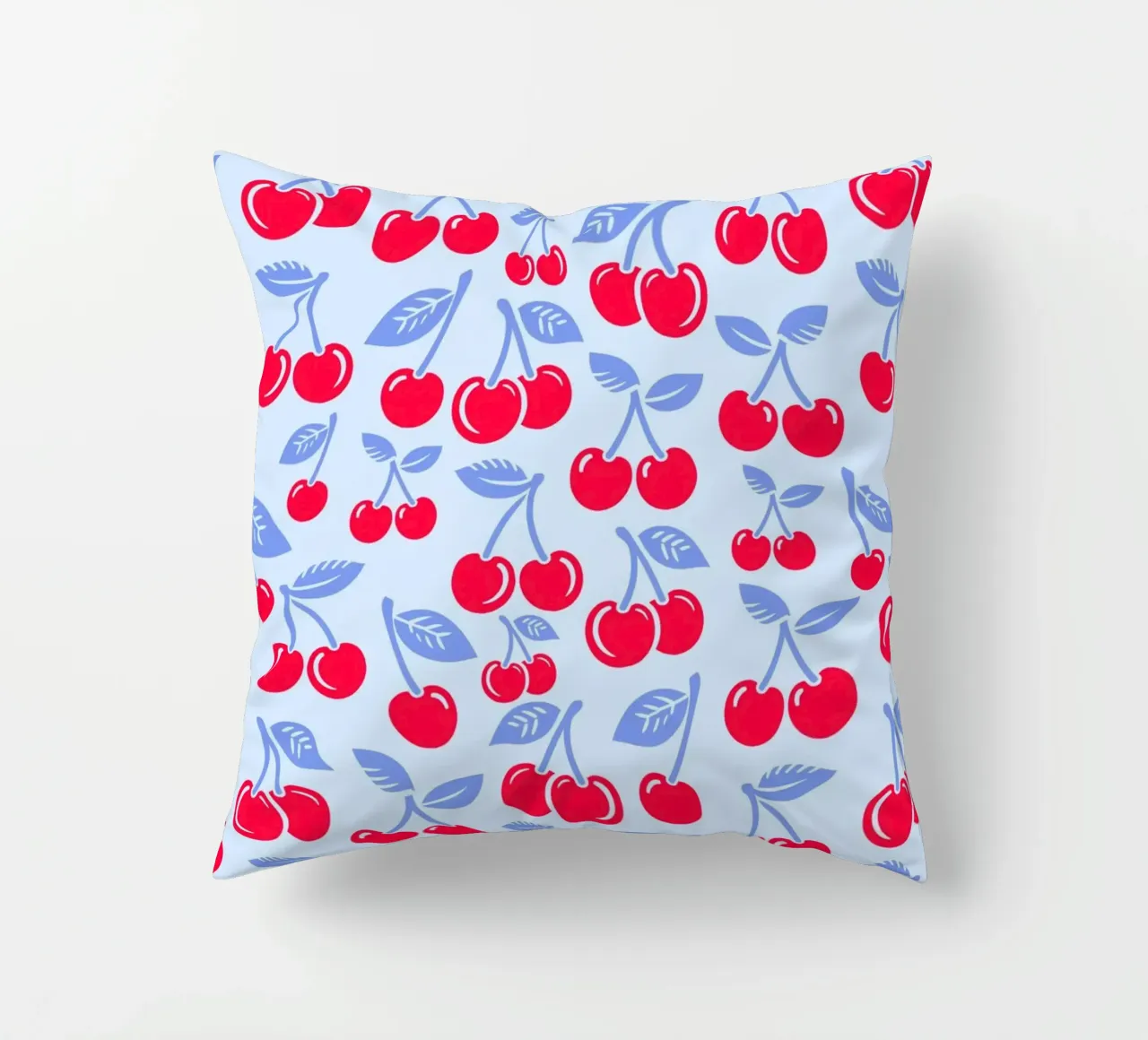 Cherries Light Blue decorative cushion by SilverPegasus