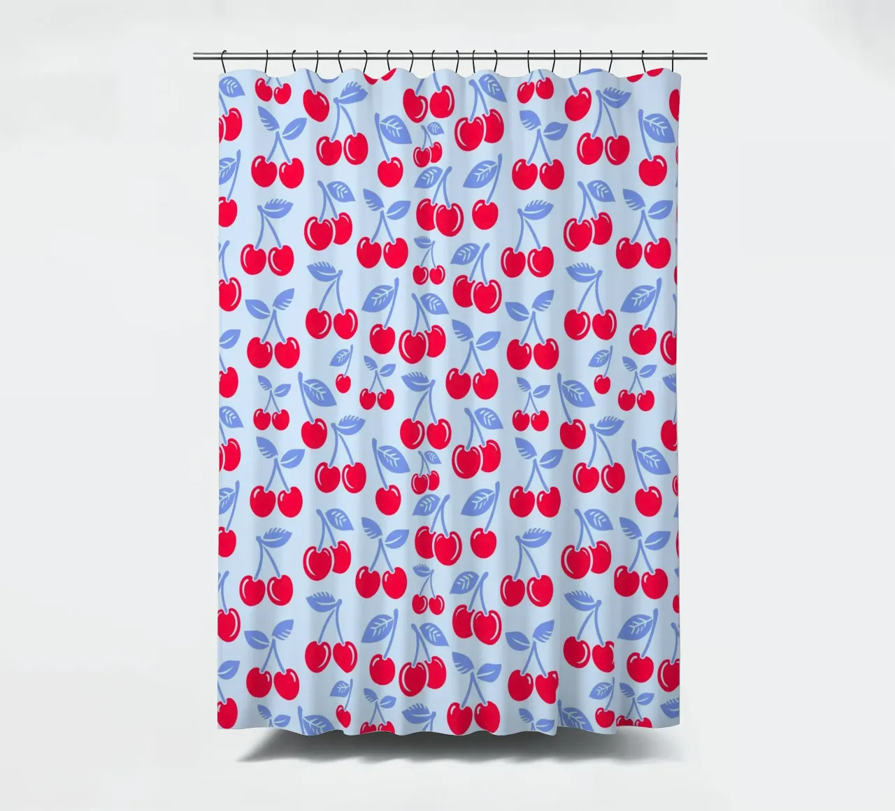 Cherries Light Blue shower curtain by SilverPegasus