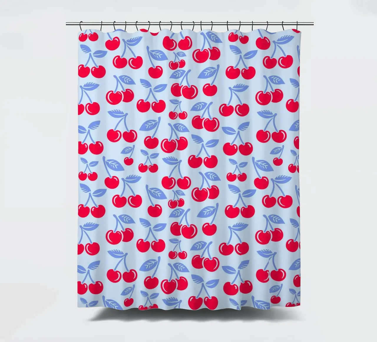 Cherries Light Blue shower curtain by SilverPegasus
