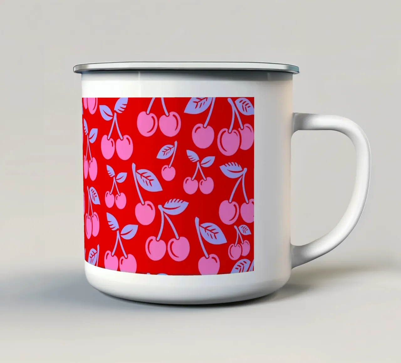 Ciliegie Rosso Blu e Rosa tazza in smalto da SilverPegasus
