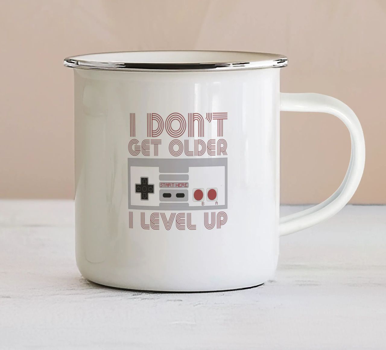 I don't get older, I level up tazza in smalto da edsonramosart