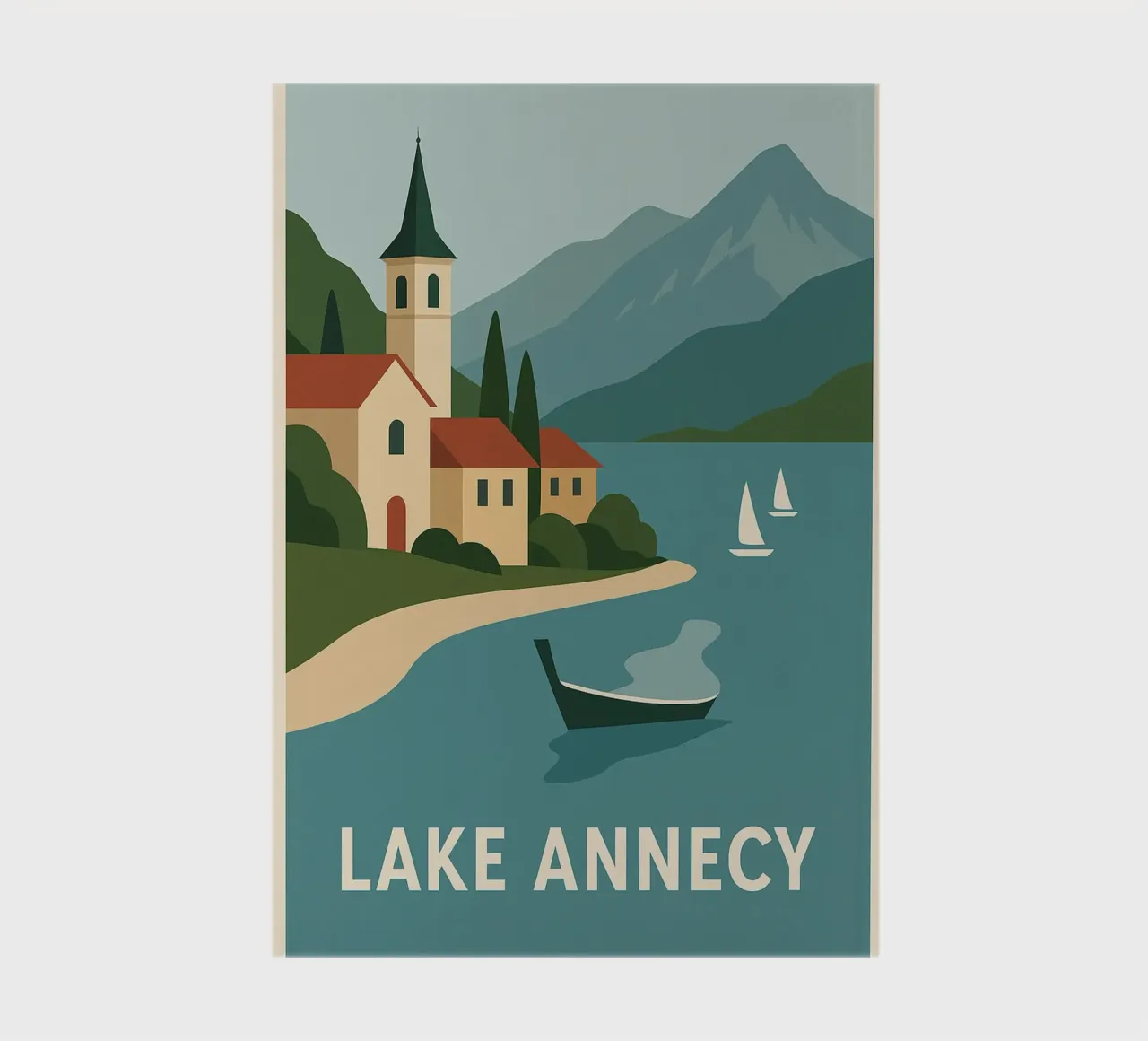 Graphic escape in Lake Annecy notebook by JETLAG | affiches voyage