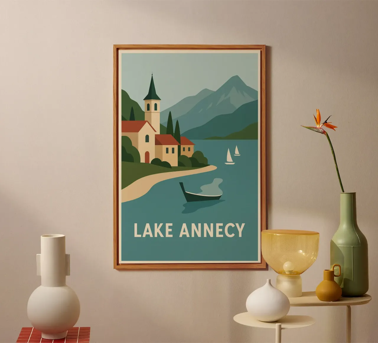 Grafische ontsnapping in het meer van Annecy aluminium-dibond van JETLAG | affiches voyage
