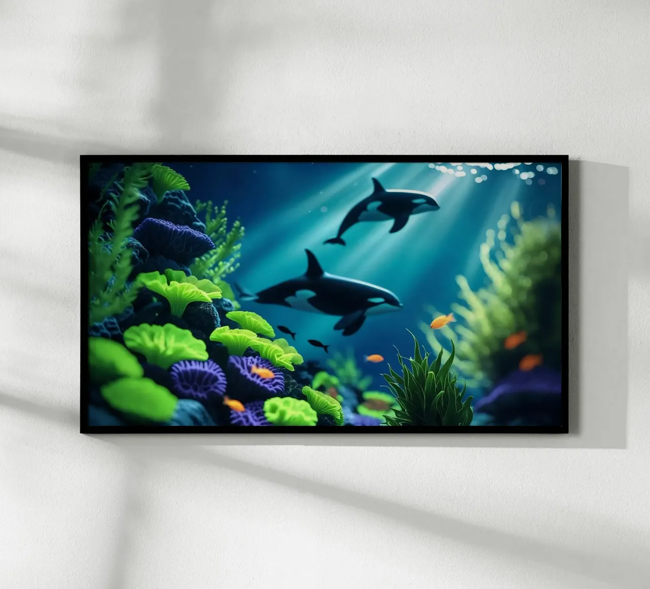Orka's ✨🪸 Beschermers van het Gloeirif 🌙 poster met kunststof frame van LUMAQUA STUDIO