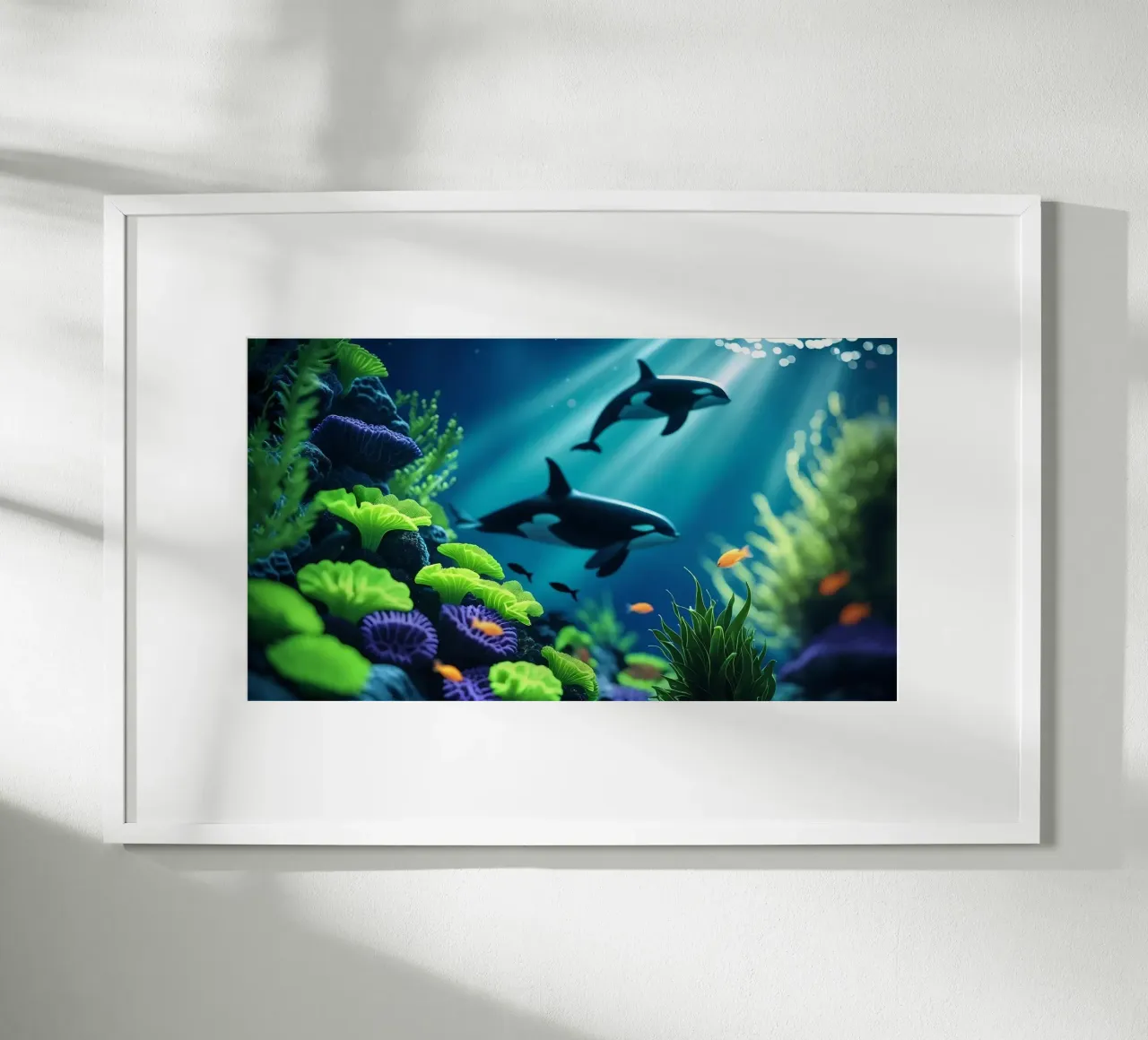 Orka's ✨🪸 Beschermers van het Gloeirif 🌙 poster met kunststof frame van LUMAQUA STUDIO