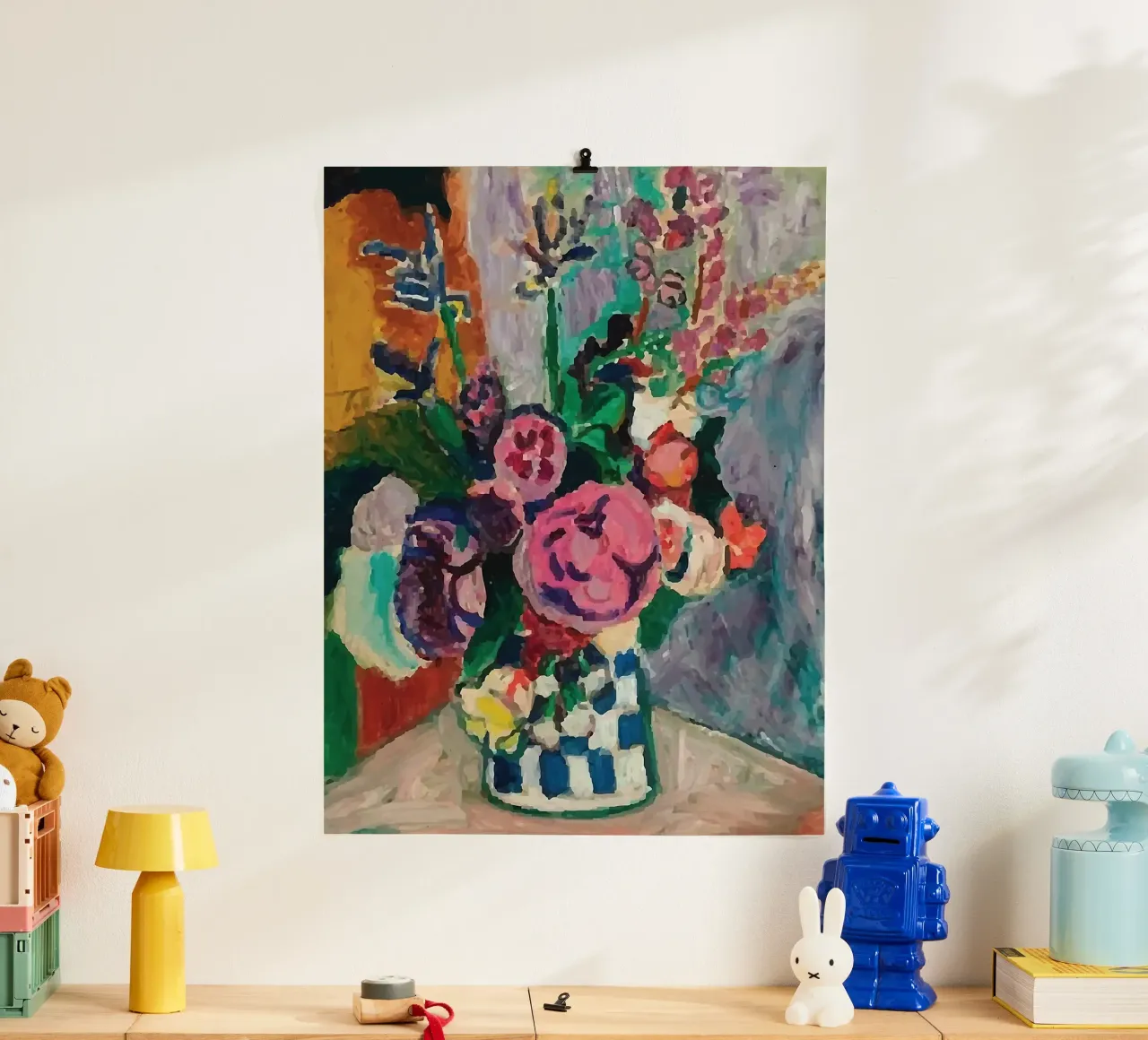 vaso matisse con bellissimi fiori poster da sazkia art
