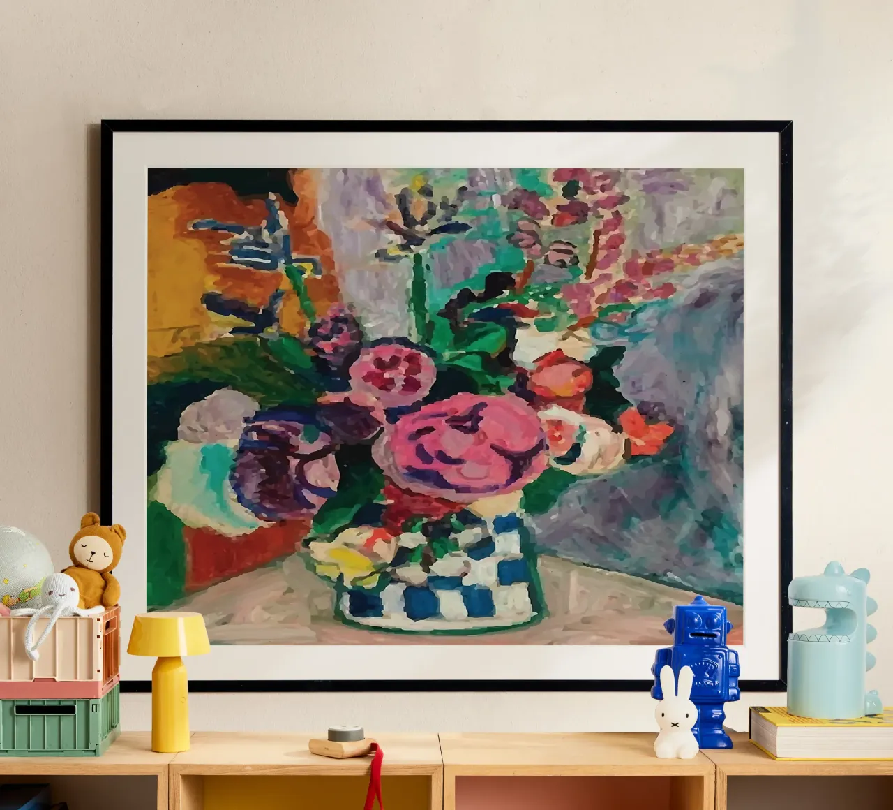 vaso matisse con bellissimi fiori poster da sazkia art