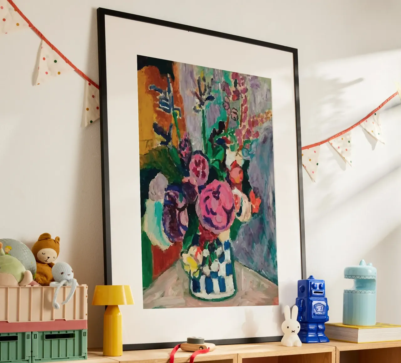 vaso matisse con bellissimi fiori poster da sazkia art