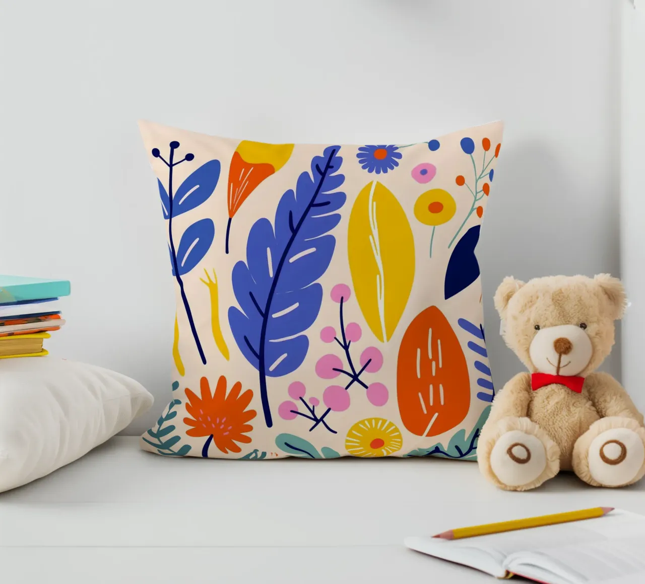 Leaves and flowers decorative cushion by LisaArtes