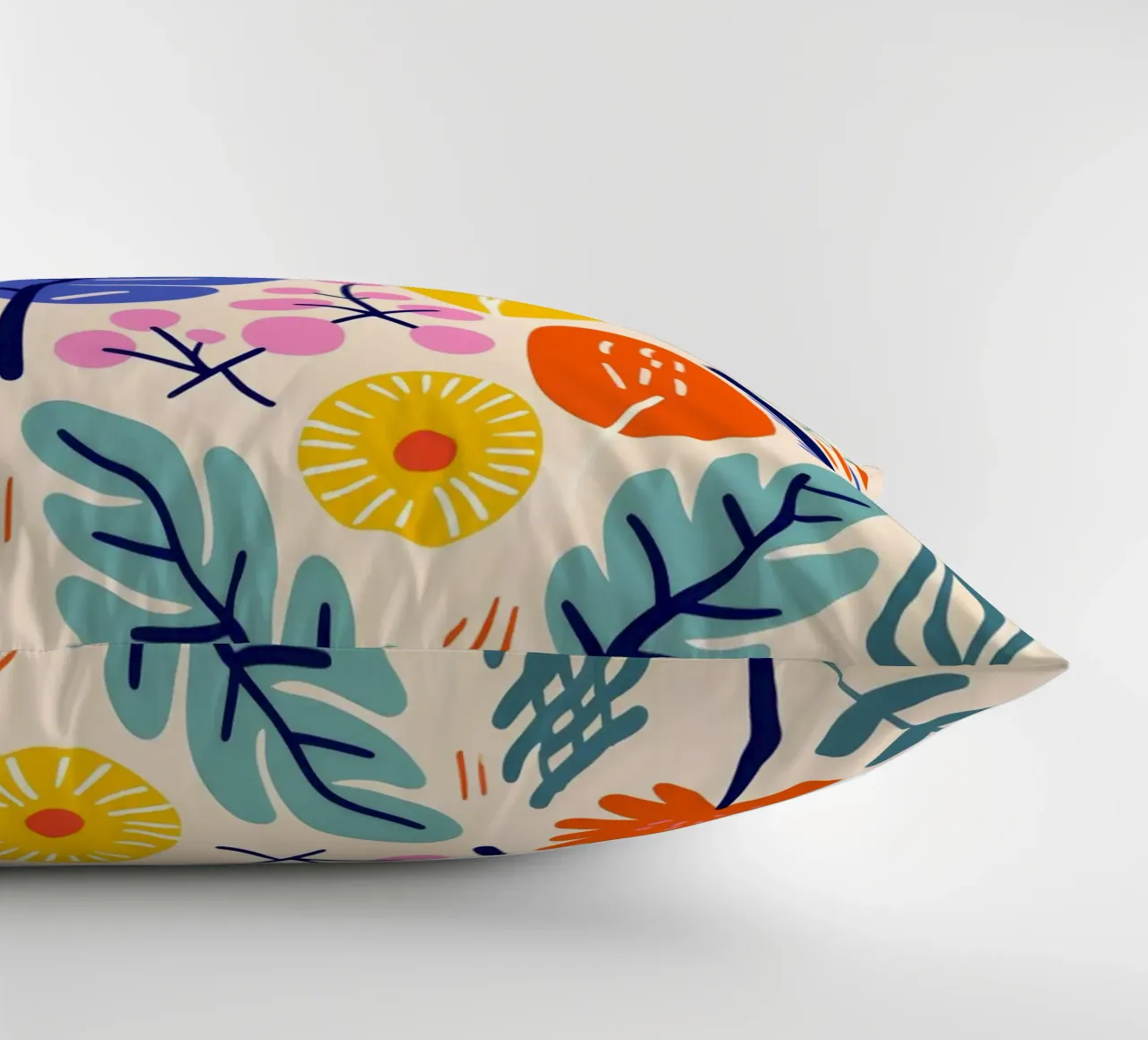 Leaves and flowers decorative cushion by LisaArtes