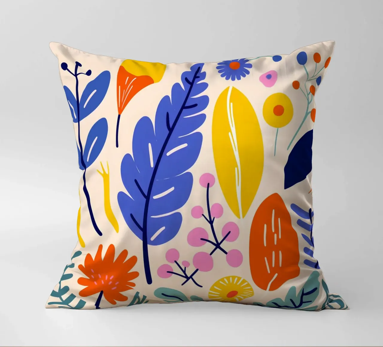 Leaves and flowers decorative cushion by LisaArtes