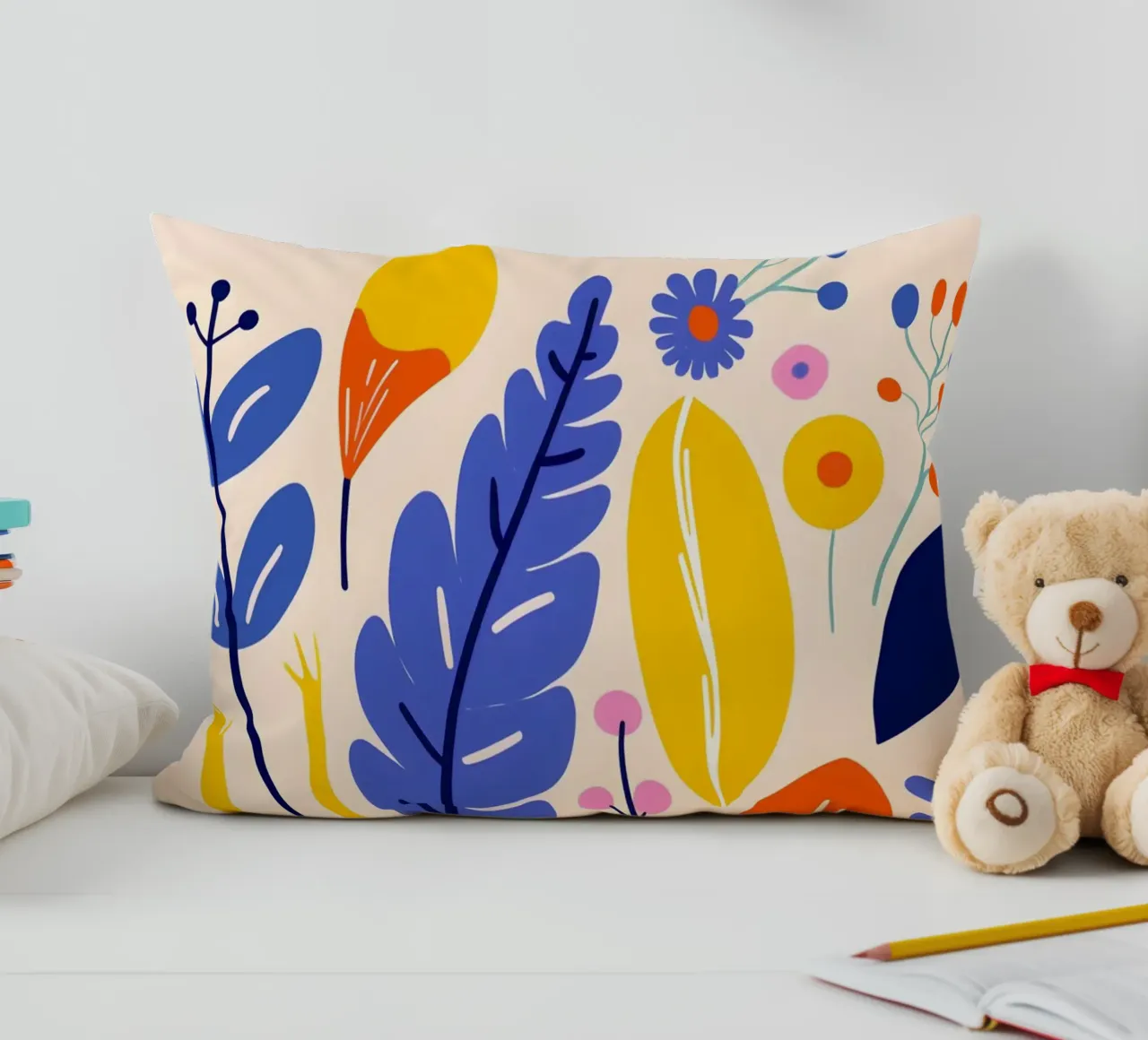Leaves and flowers decorative cushion by LisaArtes