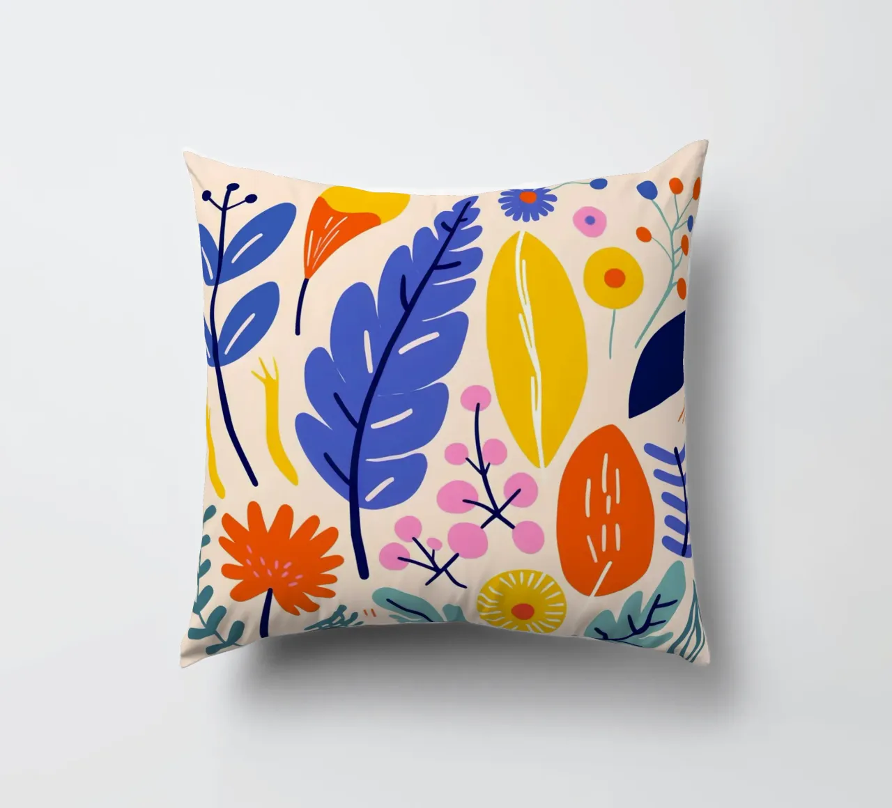 Leaves and flowers decorative cushion by LisaArtes