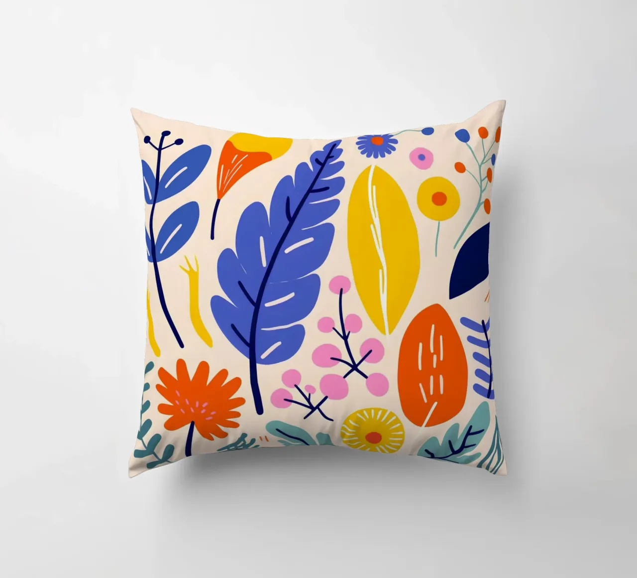 Leaves and flowers decorative cushion by LisaArtes