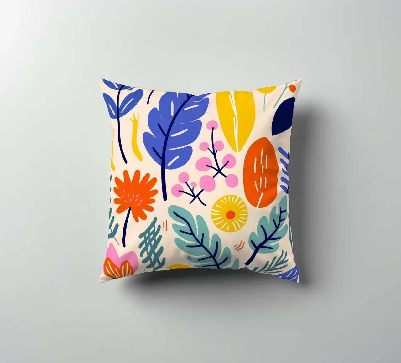 Leaves and flowers decorative cushion by LisaArtes