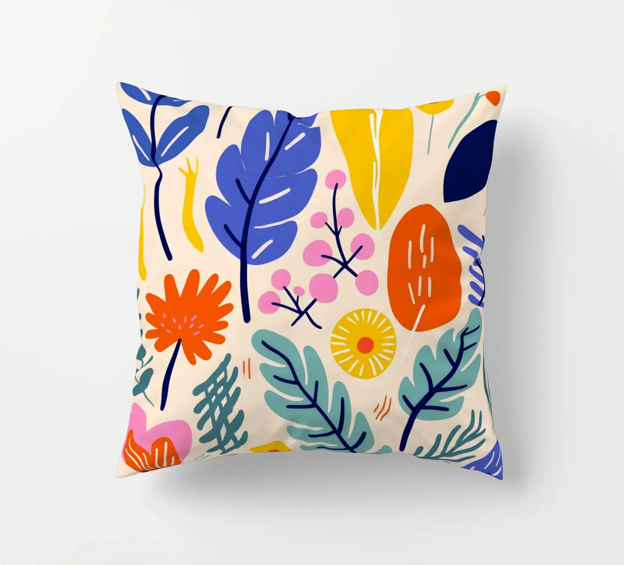 Leaves and flowers decorative cushion by LisaArtes