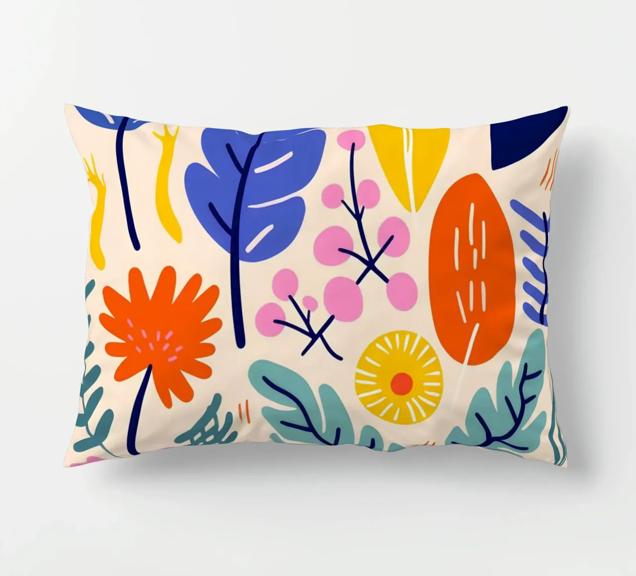 Leaves and flowers decorative cushion by LisaArtes