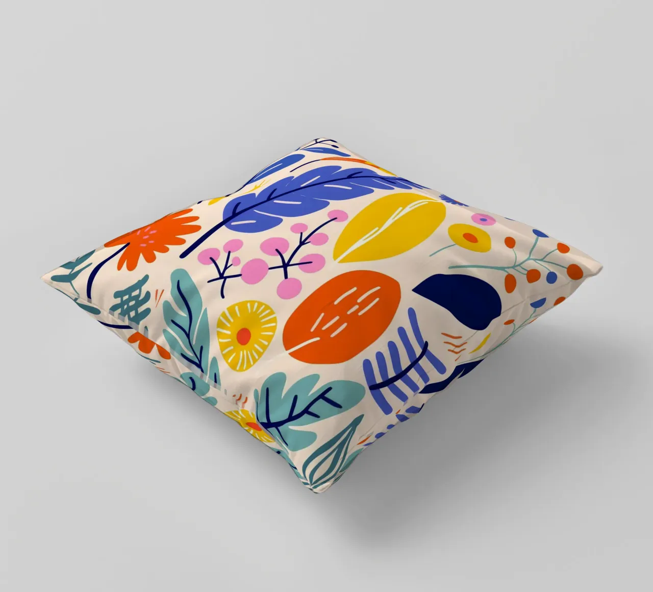 Leaves and flowers decorative cushion by LisaArtes