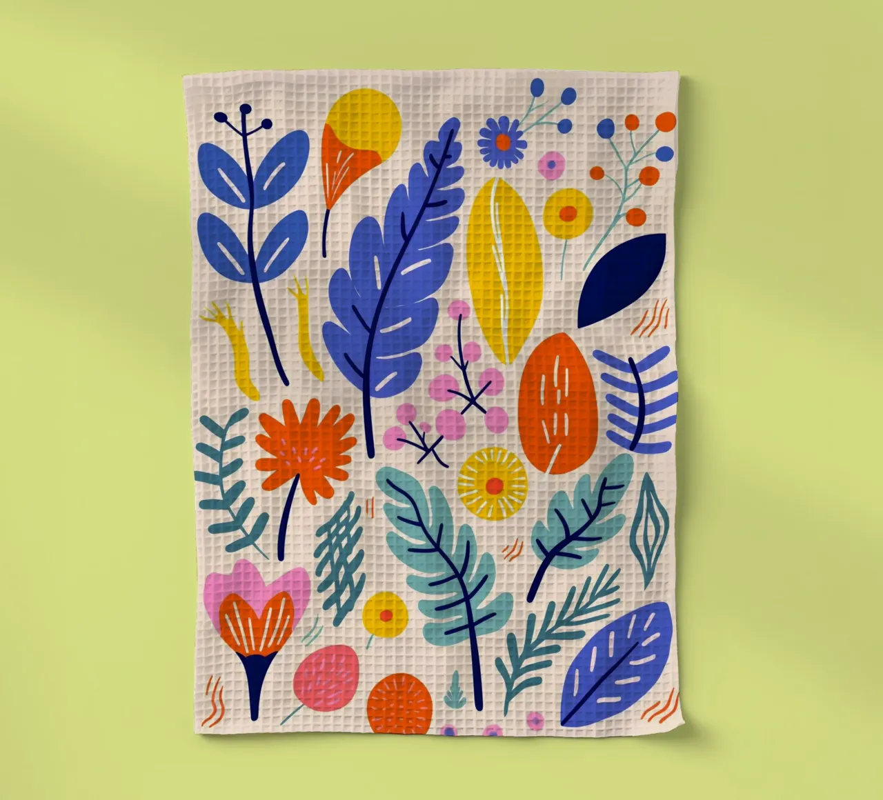 Leaves and flowers tea towel by LisaArtes