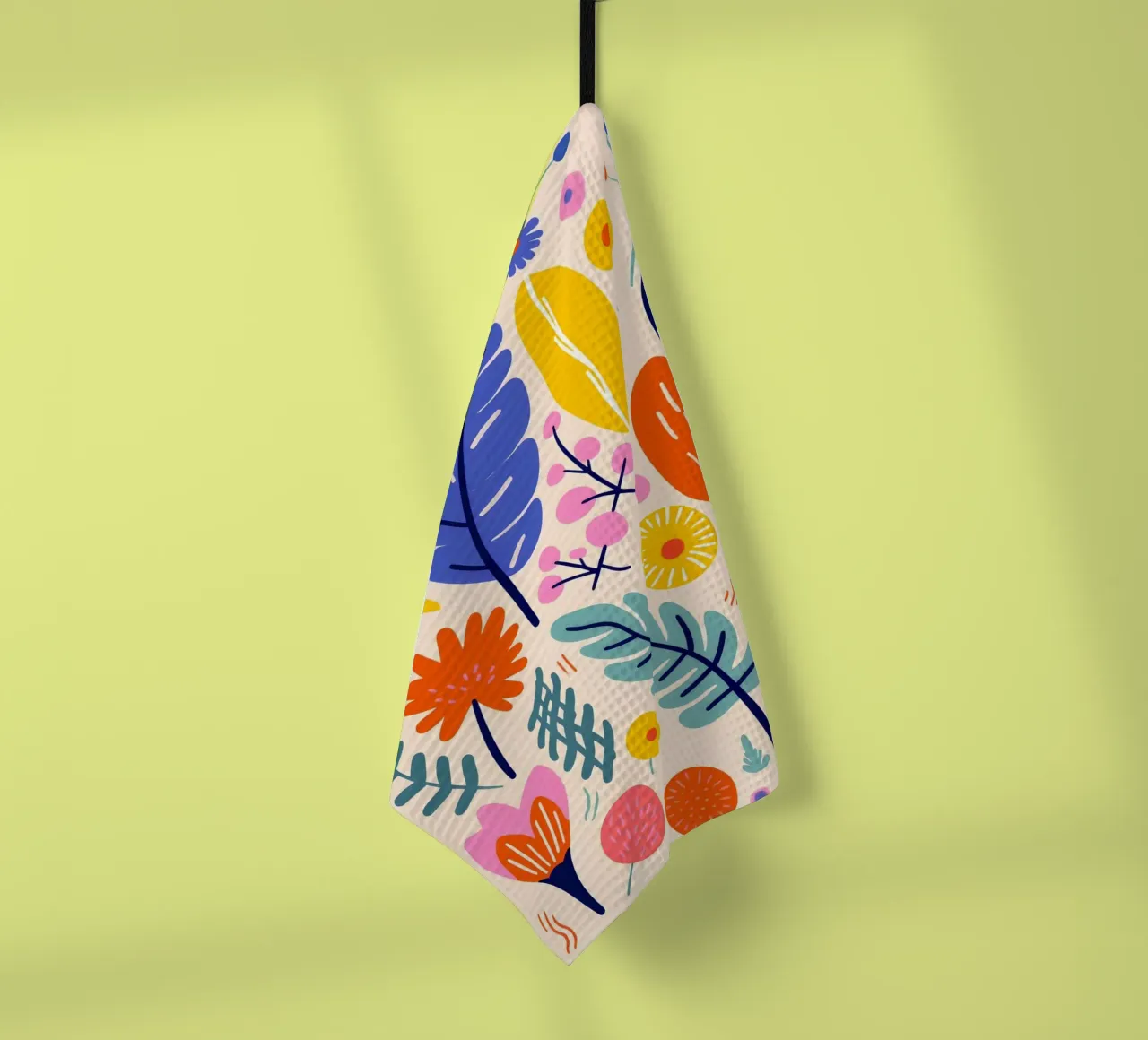 Leaves and flowers tea towel by LisaArtes