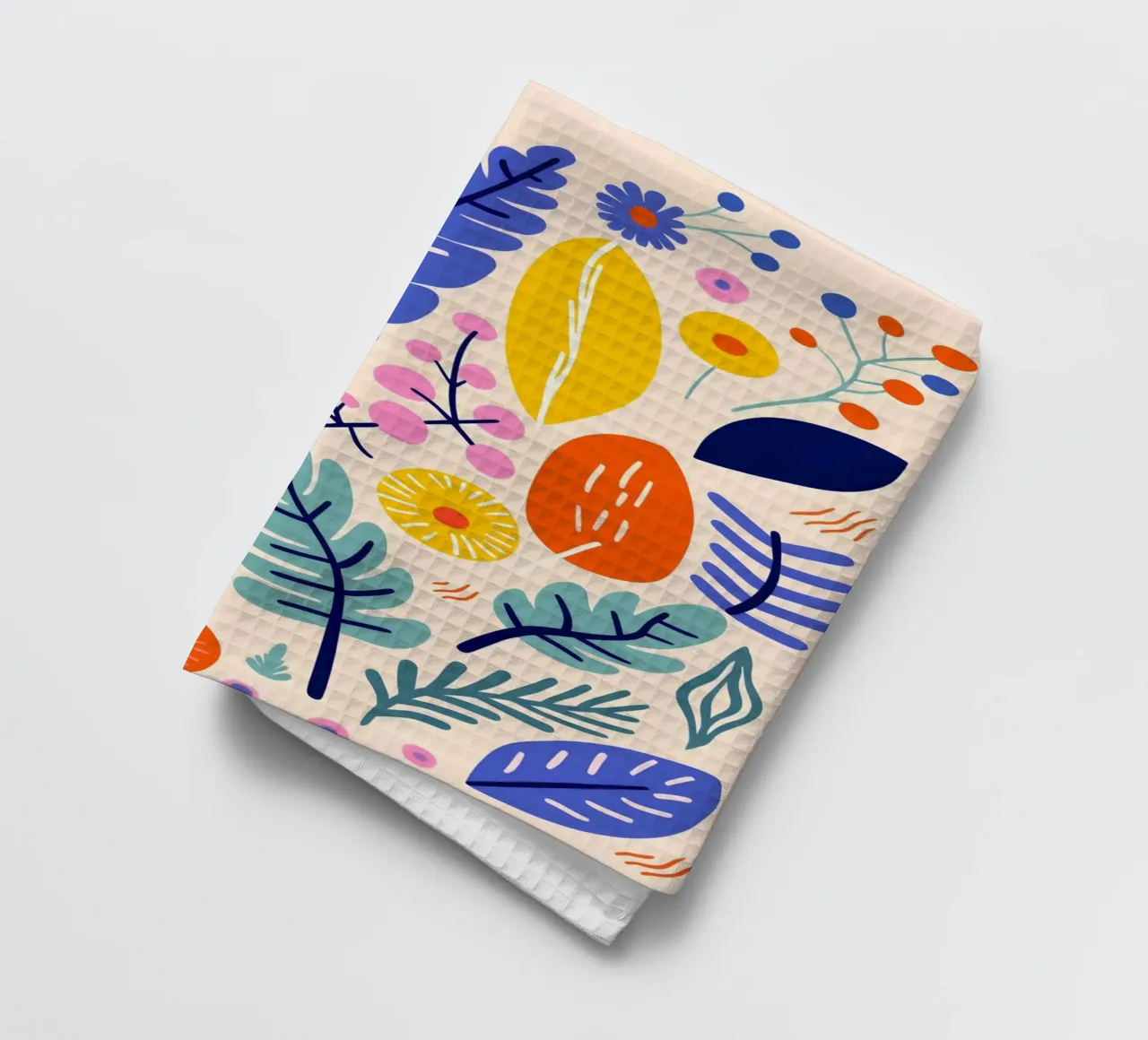 Leaves and flowers tea towel by LisaArtes