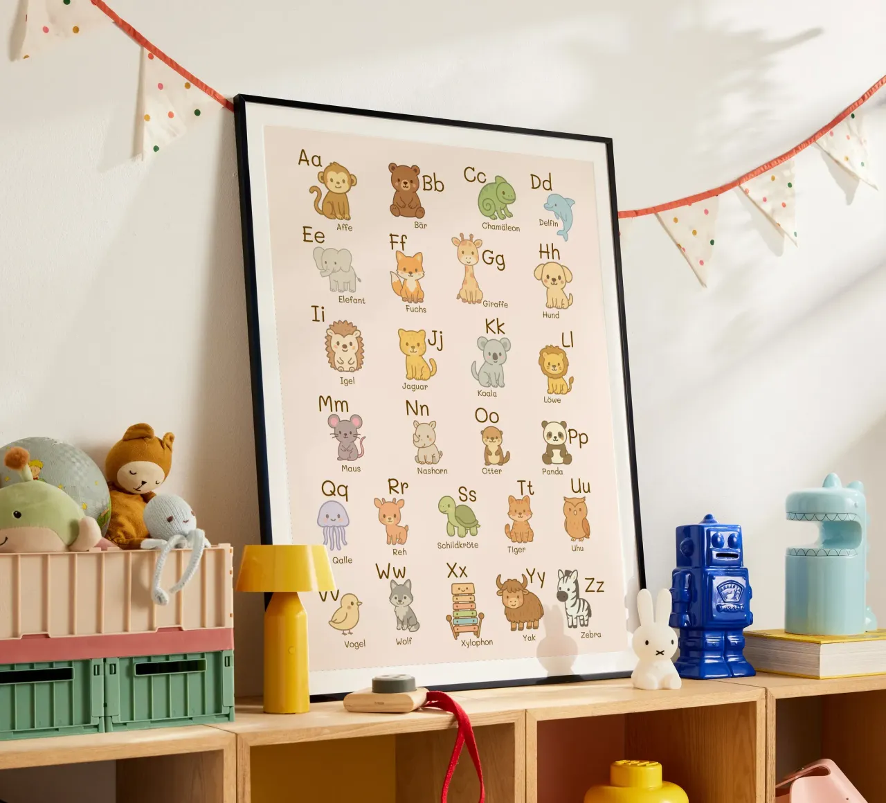 ABC - Alphabet animaux poster avec cadre en plastique de Personalizable Designs