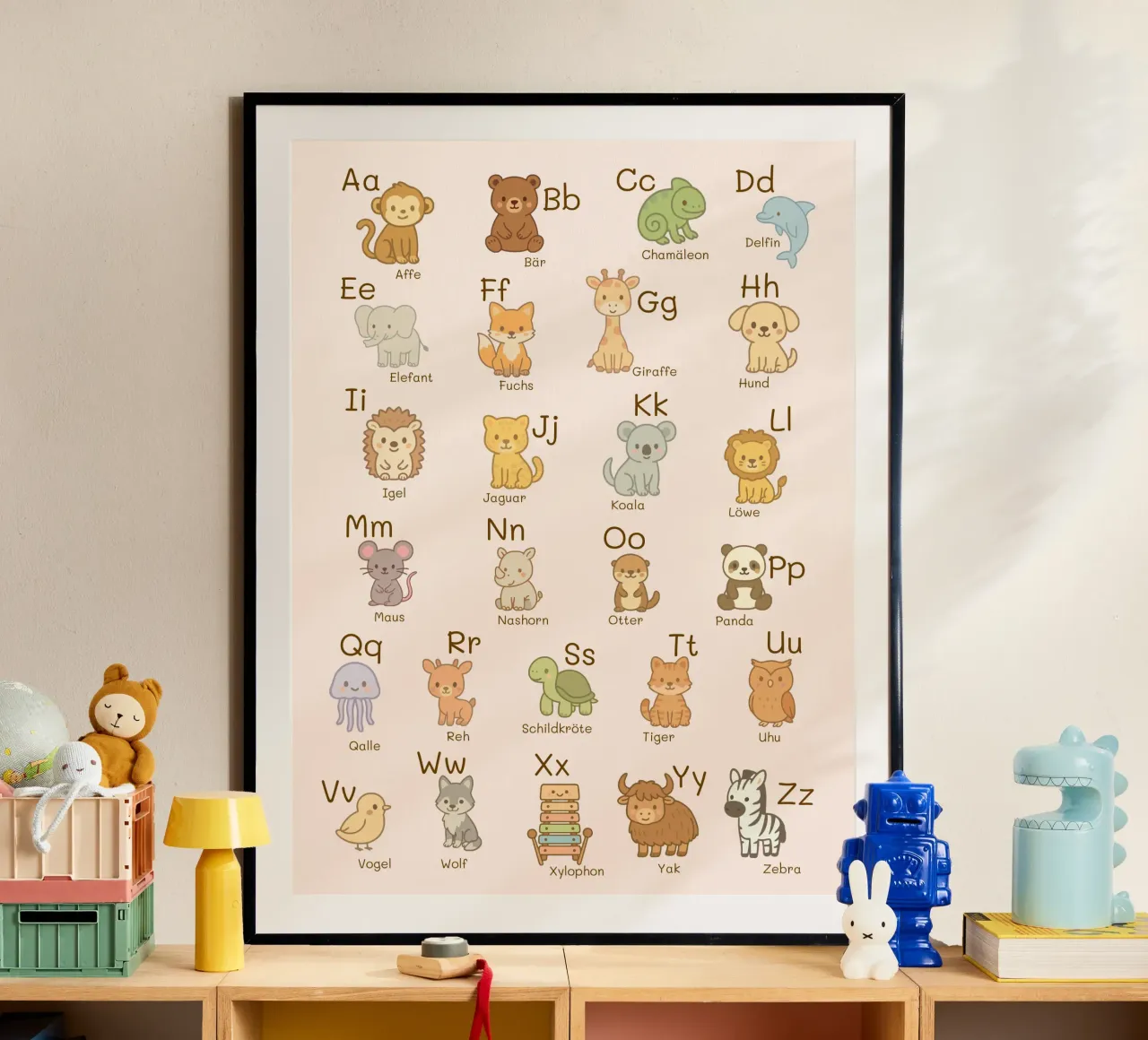 ABC - Alphabet animaux poster avec cadre en plastique de Personalizable Designs