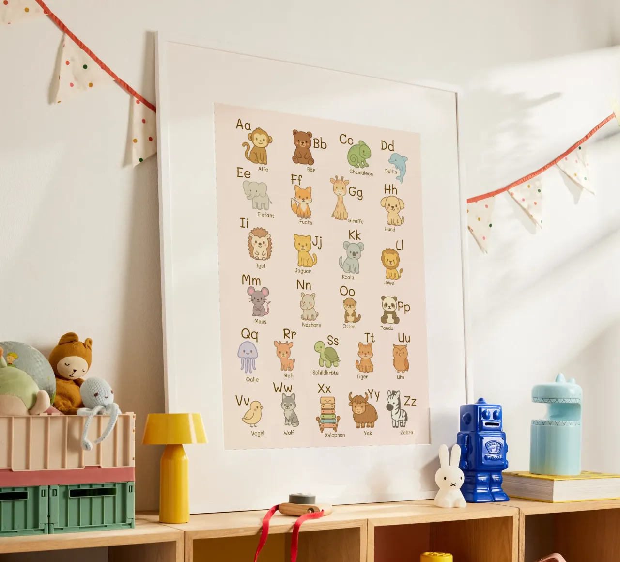 ABC - Alphabet animaux poster avec cadre en plastique de Personalizable Designs