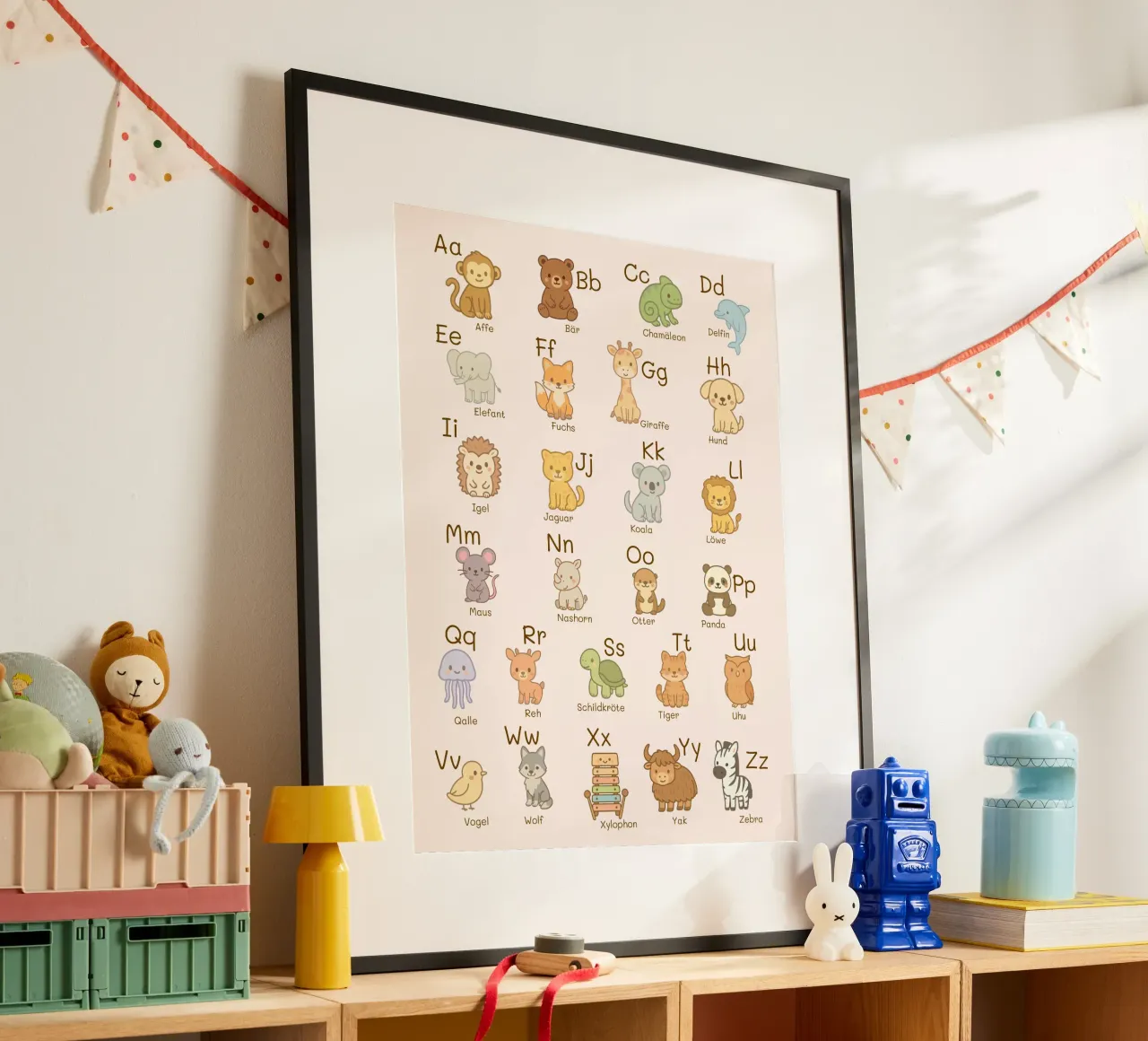 ABC - Alphabet animaux poster avec cadre en plastique de Personalizable Designs