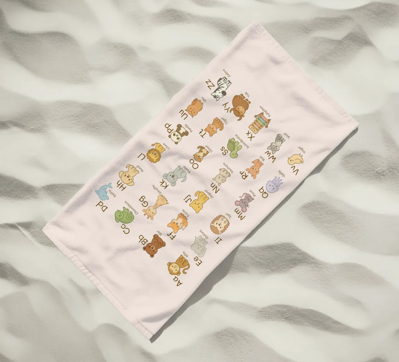 ABC - Alphabet Animals beach towel by Personalizable Designs
