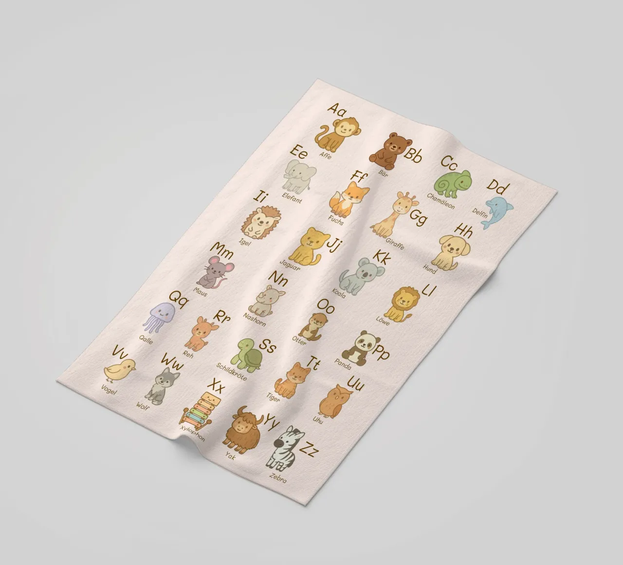 ABC - Alphabet Animals beach towel by Personalizable Designs