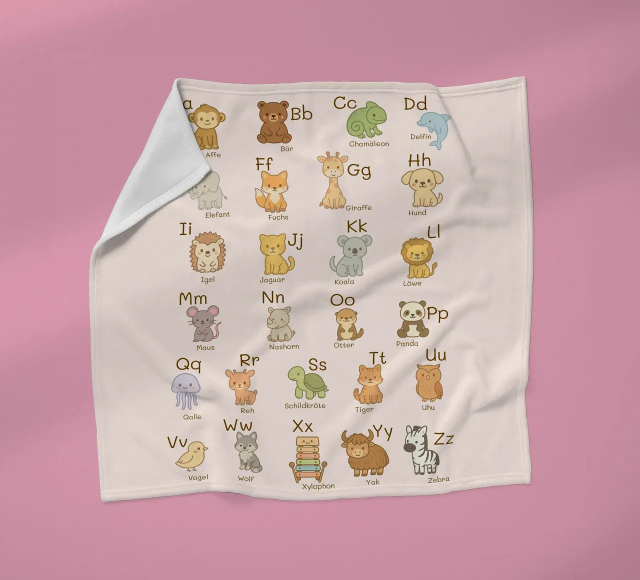 ABC - Alphabet Animals fleece blanket by Personalizable Designs