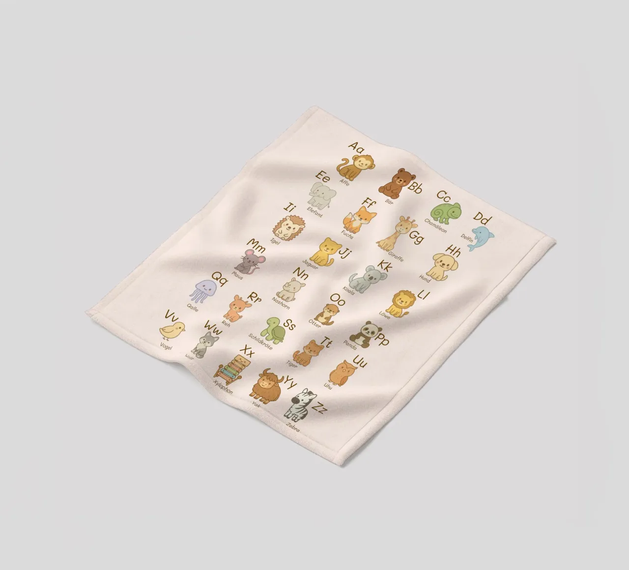 ABC - Alphabet Animals fleece blanket by Personalizable Designs