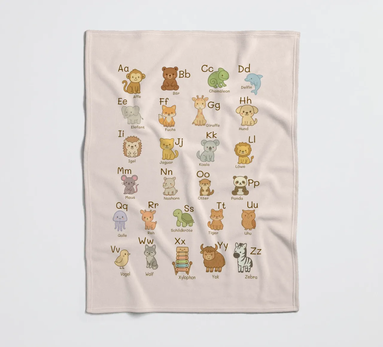 ABC - Alphabet Animals fleece blanket by Personalizable Designs