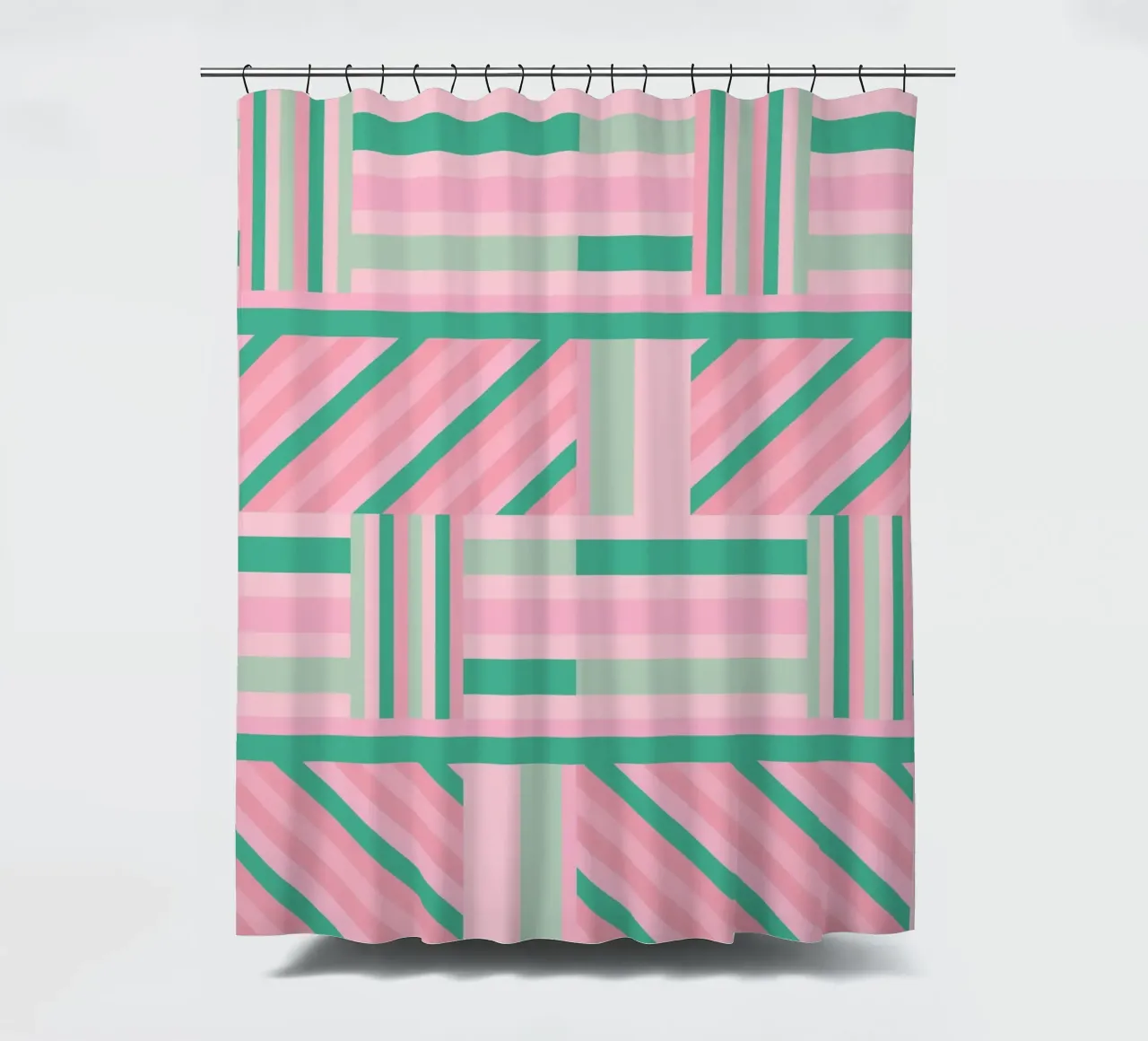 Strisce geometriche verdi e rosa tenda da doccia da SilverPegasus