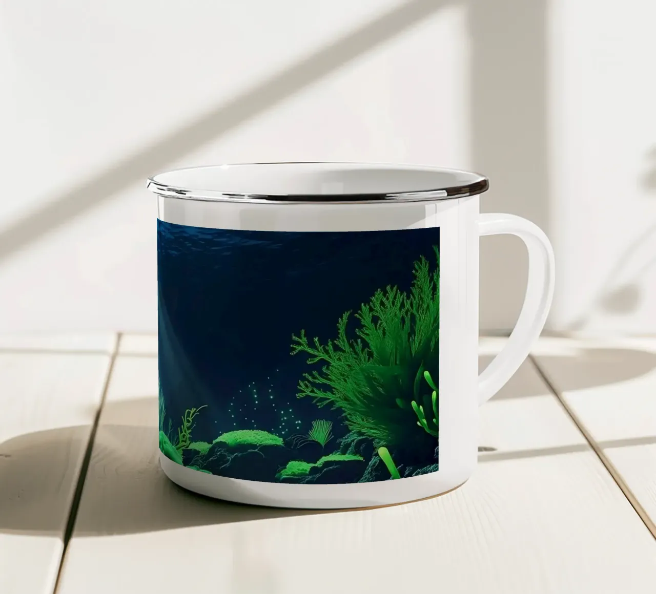 ✨🐬 Delfin ✦ Stille Ströme 🌙 Emaille Tasse von LUMAQUA STUDIO