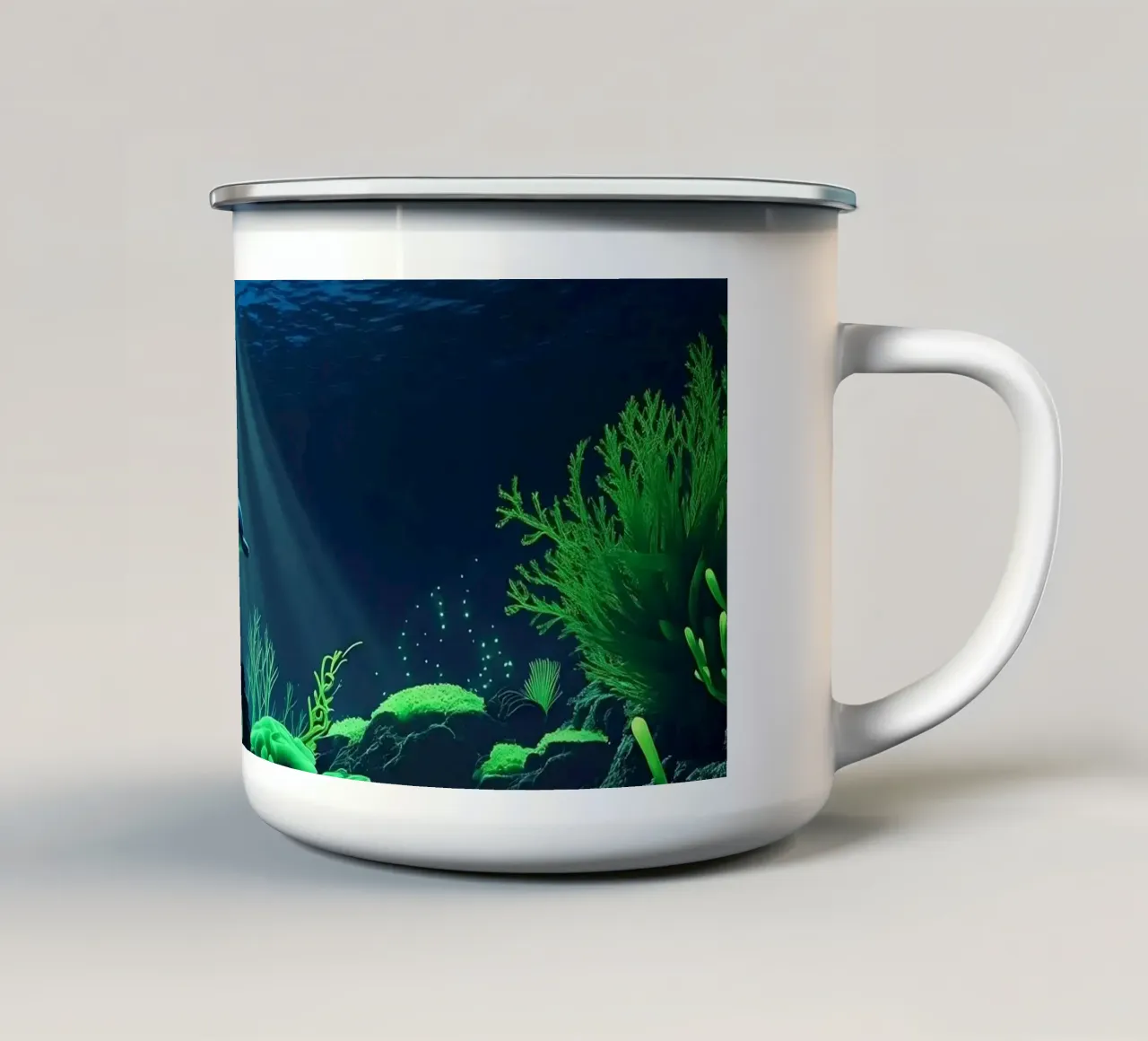 ✨🐬 Delfin ✦ Stille Ströme 🌙 Emaille Tasse von LUMAQUA STUDIO