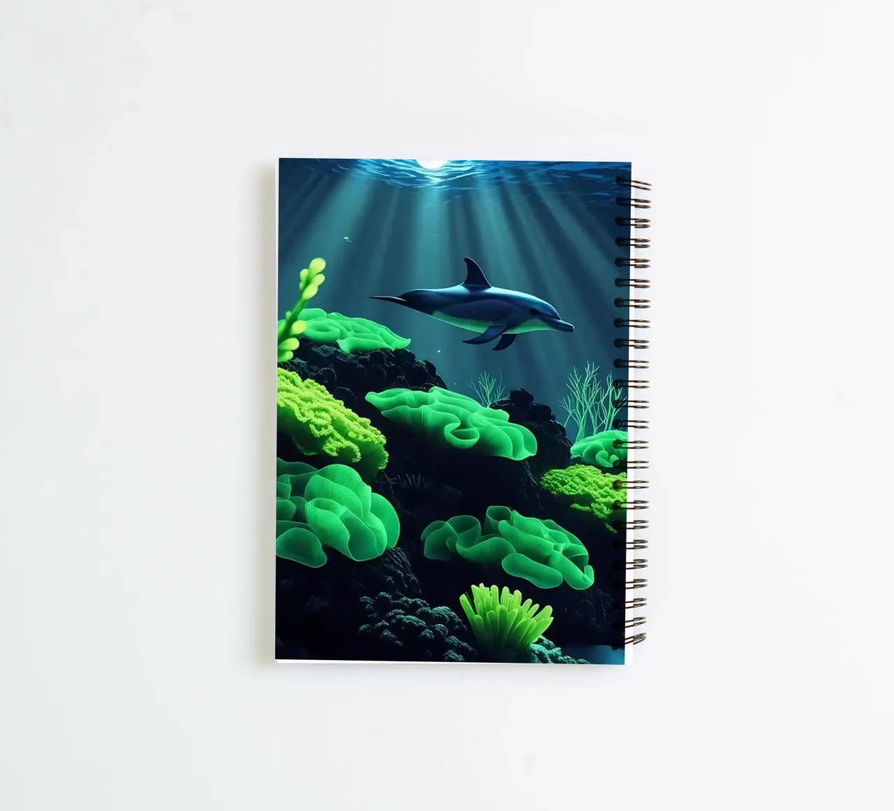 ✨🐬 Dolphin ✦ Silent Currents 🌙 spiral notebook by LUMAQUA STUDIO