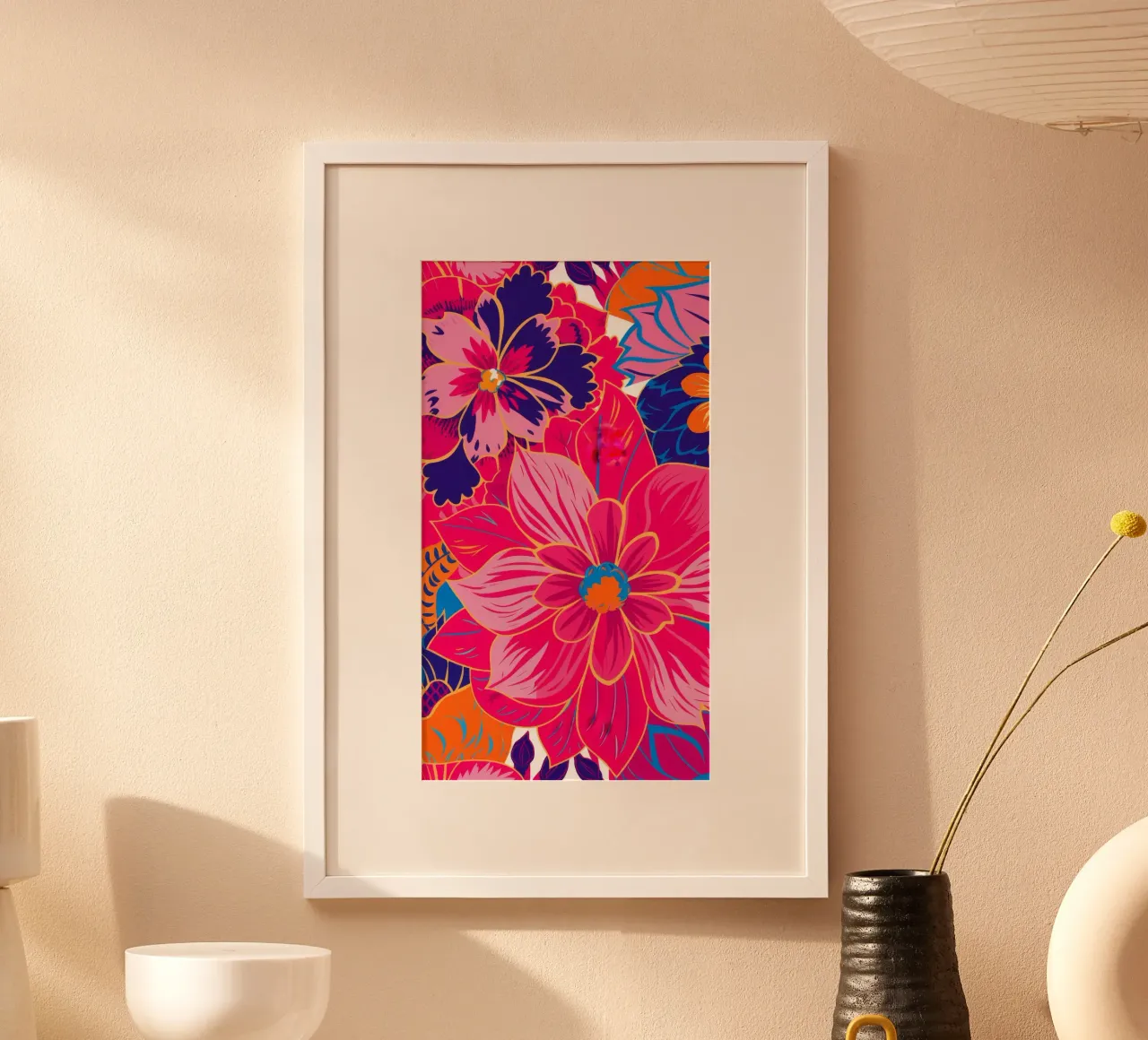 Esplosione floreale vibrante poster con telaio in alluminio da Grande Serene