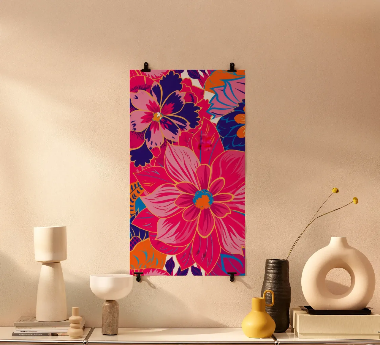 Esplosione floreale vibrante poster con telaio in alluminio da Grande Serene