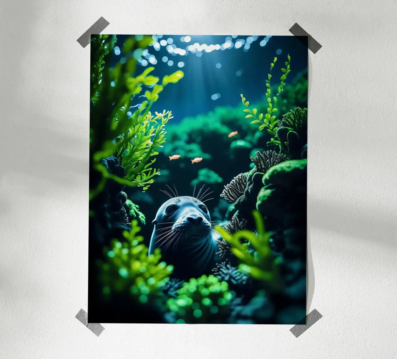 ✨🦭 Seal ✦ Glimmer Hideaway 🌙 poster con telaio in plastica da LUMAQUA STUDIO