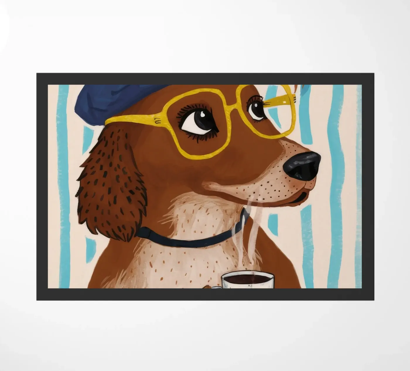 Dapper Dog's Cafe doormat by Grande Serene