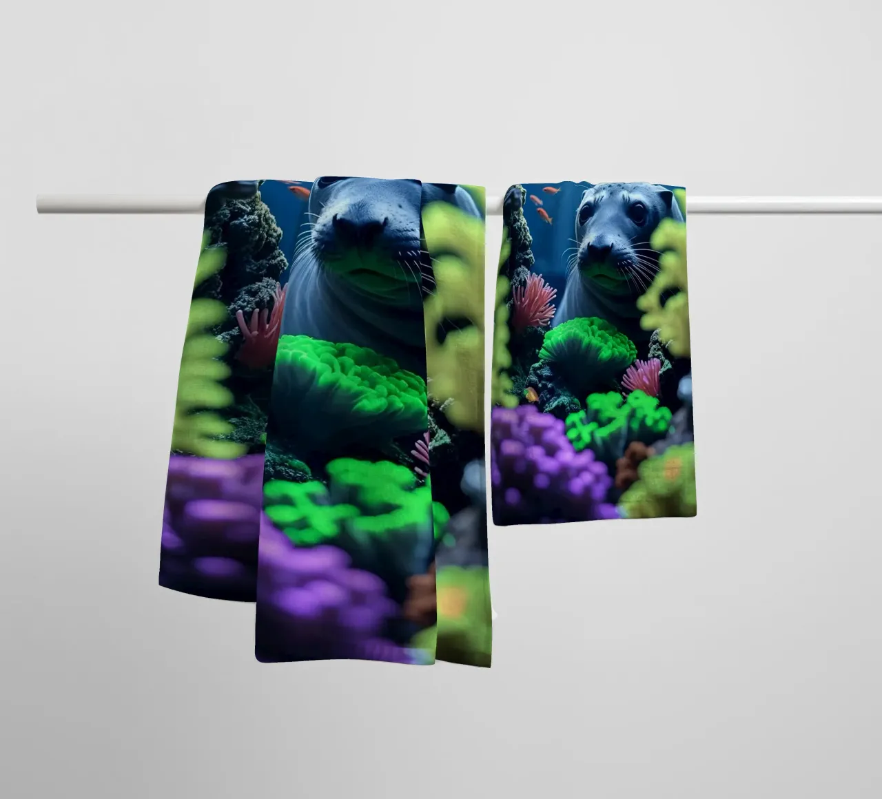 ✨🦭 Seal ✦ Moonlit Reef 🌙 asciugamano da bagno da LUMAQUA STUDIO
